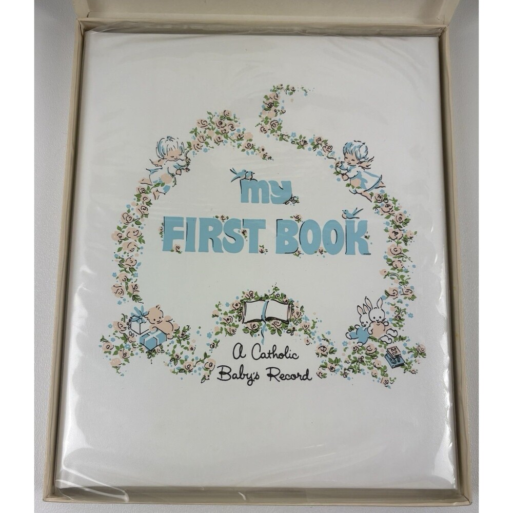 CR Gibson My First Book Catholic Baby Record Memory Scrapbook + Box VTG 1970 NIP